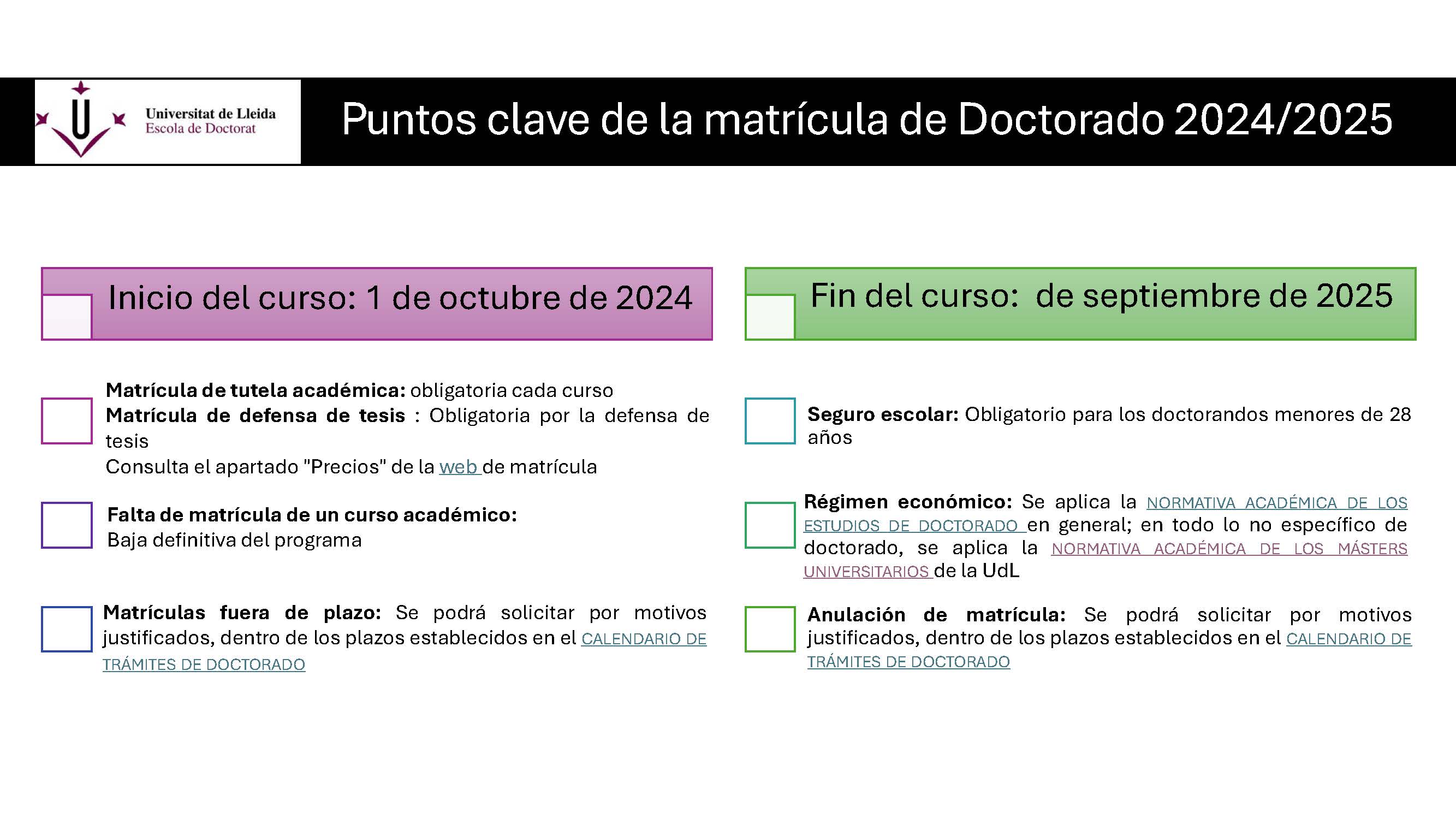 Matricula de Doctorat curs 2024/2025 ESPAÑOL